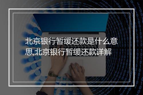 北京银行暂缓还款是什么意思,北京银行暂缓还款详解