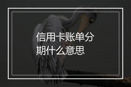 信用卡账单分期什么意思