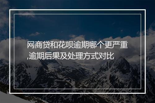 网商贷和花呗逾期哪个更严重,逾期后果及处理方式对比