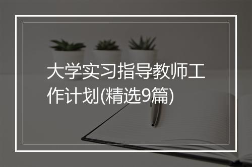 大学实习指导教师工作计划(精选9篇)