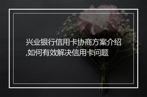 兴业银行信用卡协商方案介绍,如何有效解决信用卡问题