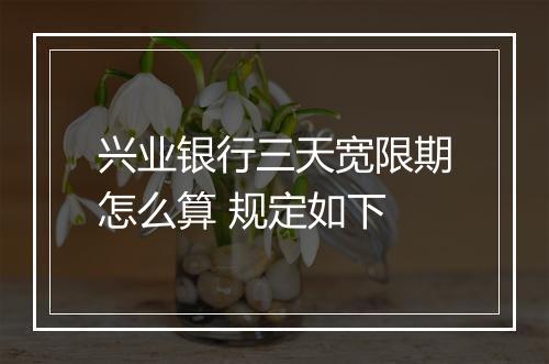 兴业银行三天宽限期怎么算 规定如下