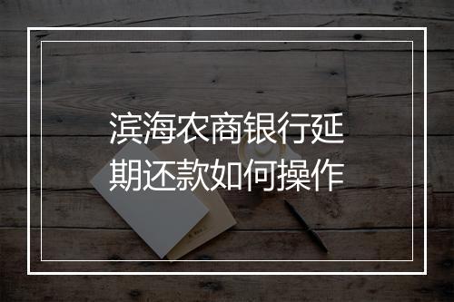 滨海农商银行延期还款如何操作