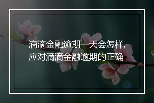滴滴金融逾期一天会怎样,应对滴滴金融逾期的正确