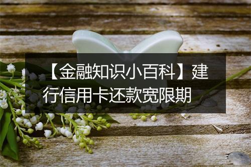 【金融知识小百科】建行信用卡还款宽限期