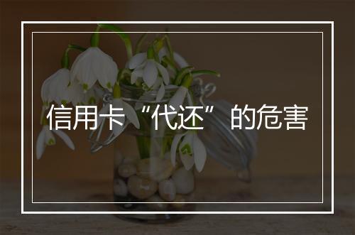 信用卡“代还”的危害