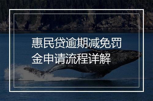 惠民贷逾期减免罚金申请流程详解
