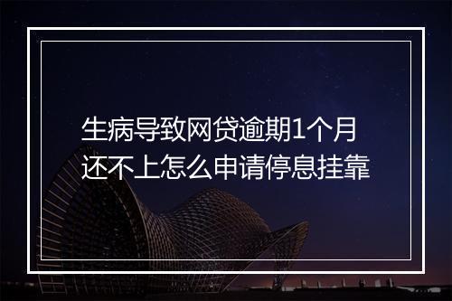生病导致网贷逾期1个月还不上怎么申请停息挂靠