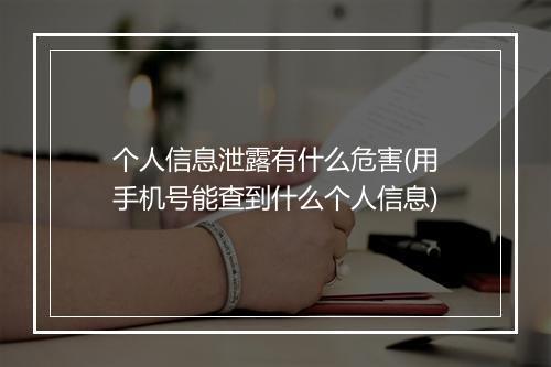 个人信息泄露有什么危害(用手机号能查到什么个人信息)