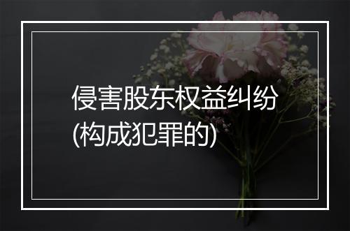 侵害股东权益纠纷(构成犯罪的)