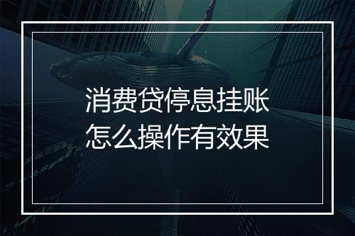 消费贷停息挂账怎么操作有效果