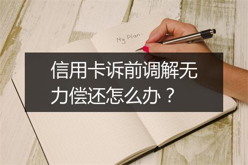 信用卡诉前调解无力偿还怎么办？