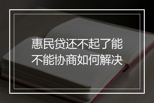 惠民贷还不起了能不能协商如何解决