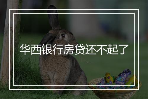 华西银行房贷还不起了