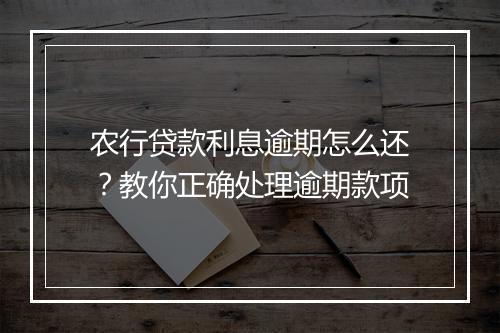 农行贷款利息逾期怎么还？教你正确处理逾期款项