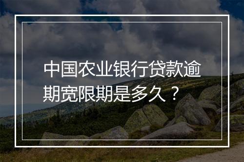 中国农业银行贷款逾期宽限期是多久？