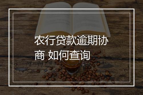 农行贷款逾期协商 如何查询
