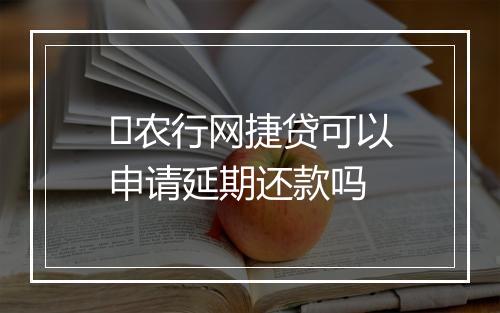 ​农行网捷贷可以申请延期还款吗