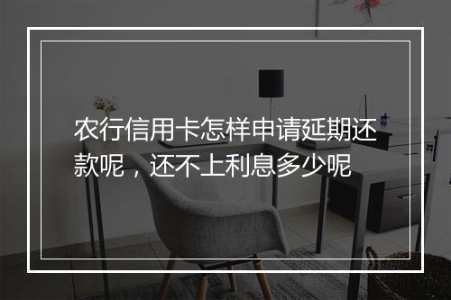 农行信用卡怎样申请延期还款呢，还不上利息多少呢