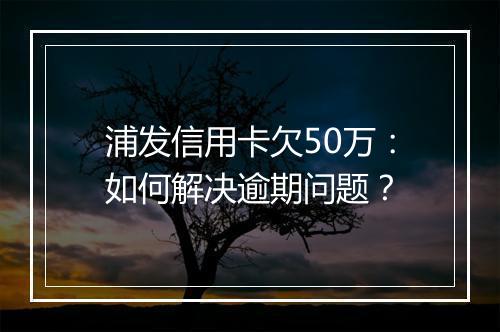 浦发信用卡欠50万：如何解决逾期问题？