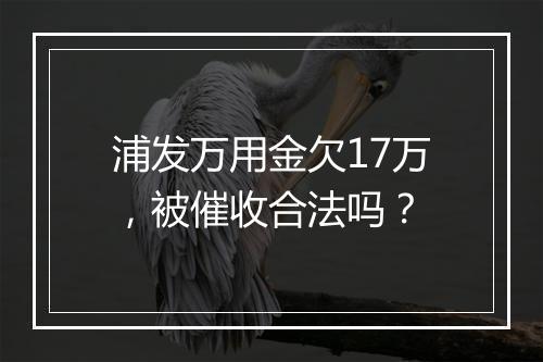 浦发万用金欠17万，被催收合法吗？