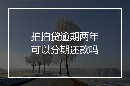 拍拍贷逾期两年可以分期还款吗