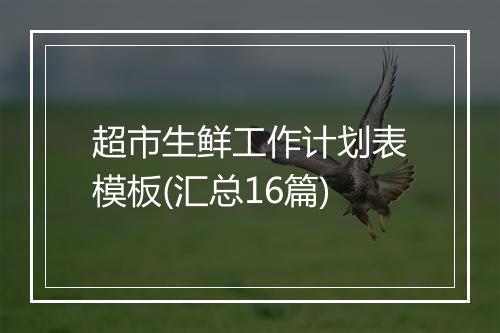 超市生鲜工作计划表模板(汇总16篇)