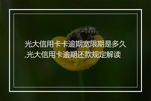 光大信用卡卡逾期宽限期是多久,光大信用卡逾期还款规定解读