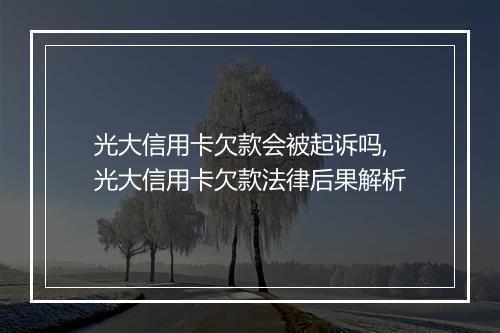 光大信用卡欠款会被起诉吗,光大信用卡欠款法律后果解析