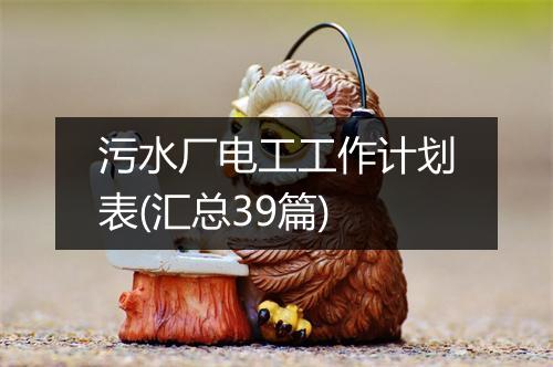 污水厂电工工作计划表(汇总39篇)