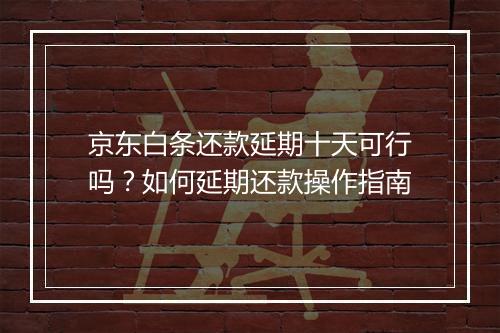 京东白条还款延期十天可行吗？如何延期还款操作指南