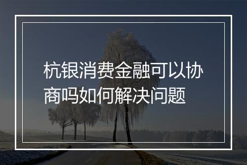 杭银消费金融可以协商吗如何解决问题