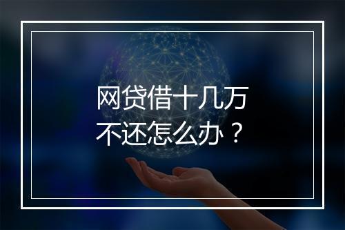 网贷借十几万不还怎么办？