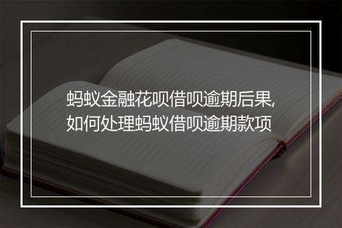 蚂蚁金融花呗借呗逾期后果,如何处理蚂蚁借呗逾期款项