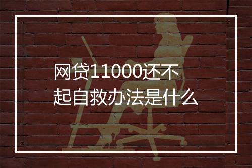 网贷11000还不起自救办法是什么