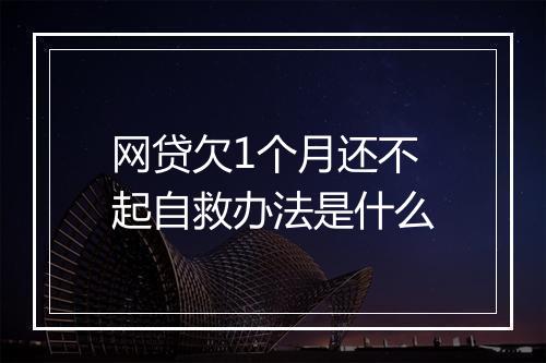 网贷欠1个月还不起自救办法是什么
