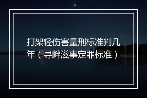 打架轻伤害量刑标准判几年（寻衅滋事定罪标准）