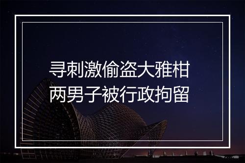 寻刺激偷盗大雅柑 两男子被行政拘留