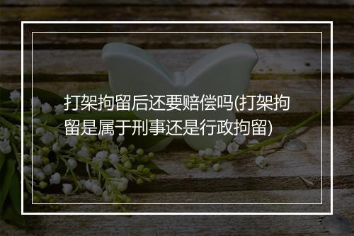 打架拘留后还要赔偿吗(打架拘留是属于刑事还是行政拘留)