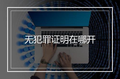 无犯罪证明在哪开