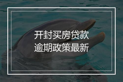 开封买房贷款逾期政策最新