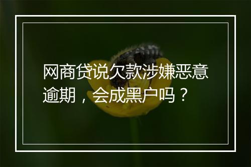 网商贷说欠款涉嫌恶意逾期，会成黑户吗？