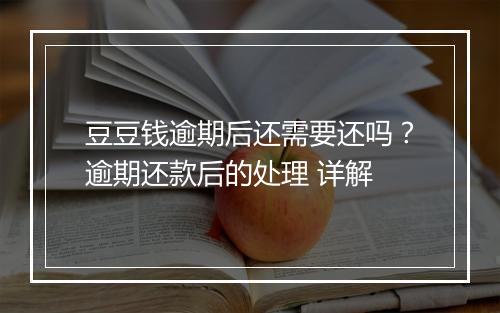 豆豆钱逾期后还需要还吗？逾期还款后的处理 详解