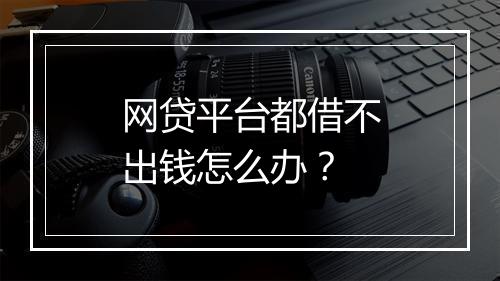 网贷平台都借不出钱怎么办？