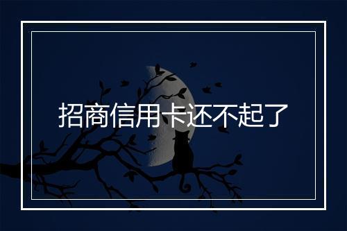 招商信用卡还不起了