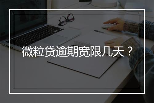 微粒贷逾期宽限几天？