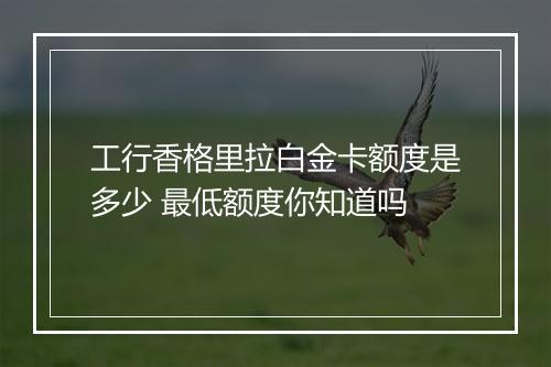 工行香格里拉白金卡额度是多少 最低额度你知道吗