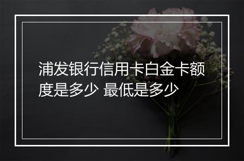 浦发银行信用卡白金卡额度是多少 最低是多少