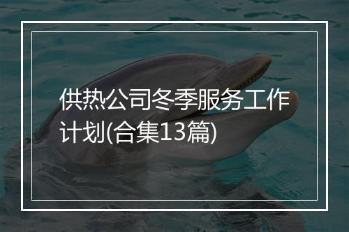 供热公司冬季服务工作计划(合集13篇)