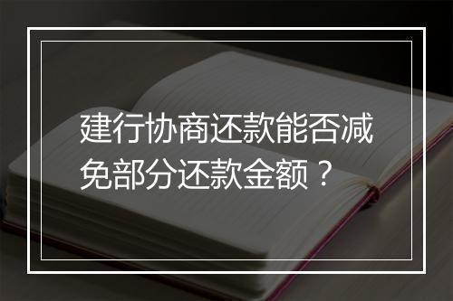 建行协商还款能否减免部分还款金额？